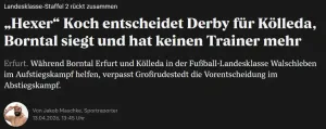 TA Artikel vom letzten Spieltag